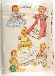2001 55 TINY TEARS 15-16'' DOLL DRESS, COAT, KNIT CREEPER PATTERN